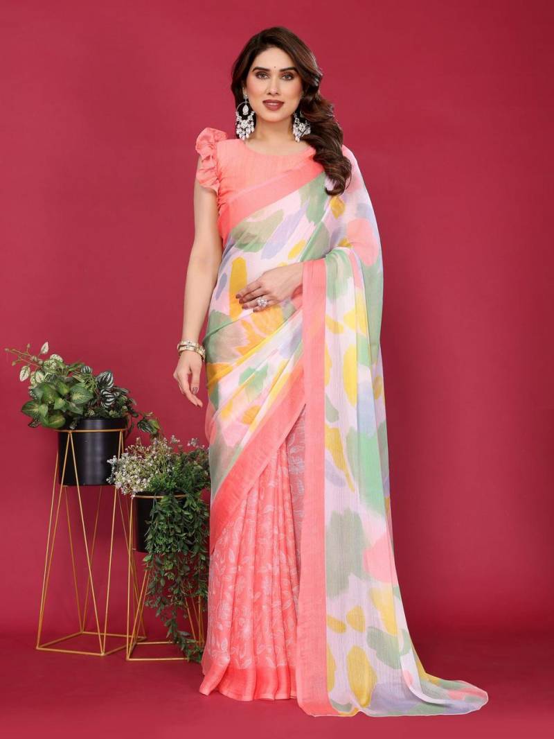 Csn A 55 Moss Chiffon Silk Printed Saree Collection