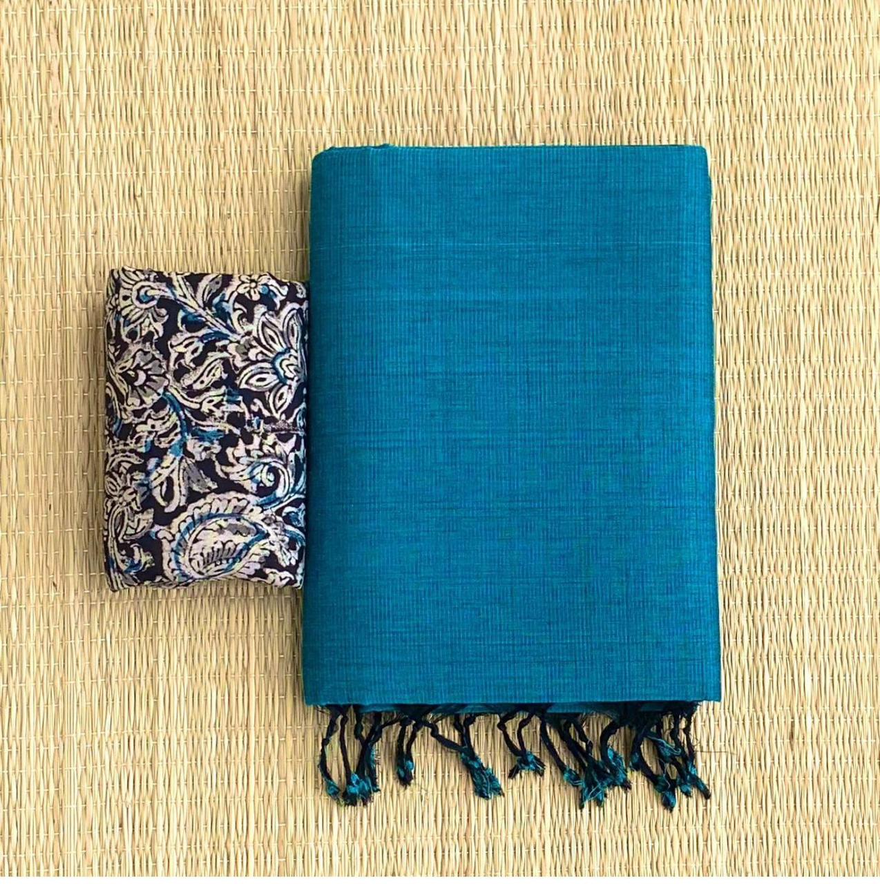 Lekha CF 161 Khadi Cotton Plain Saree With Printed Blouse