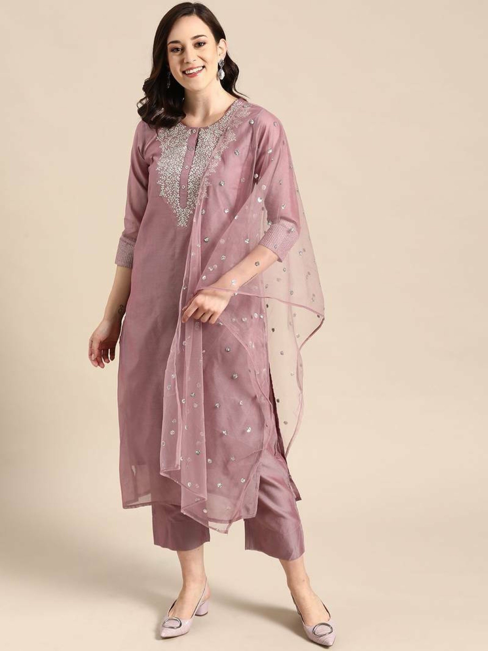 Navya Kurti 132 Party Wear Embroidery Worked Pure Cotton Blend with Pant and Dupatta Set 