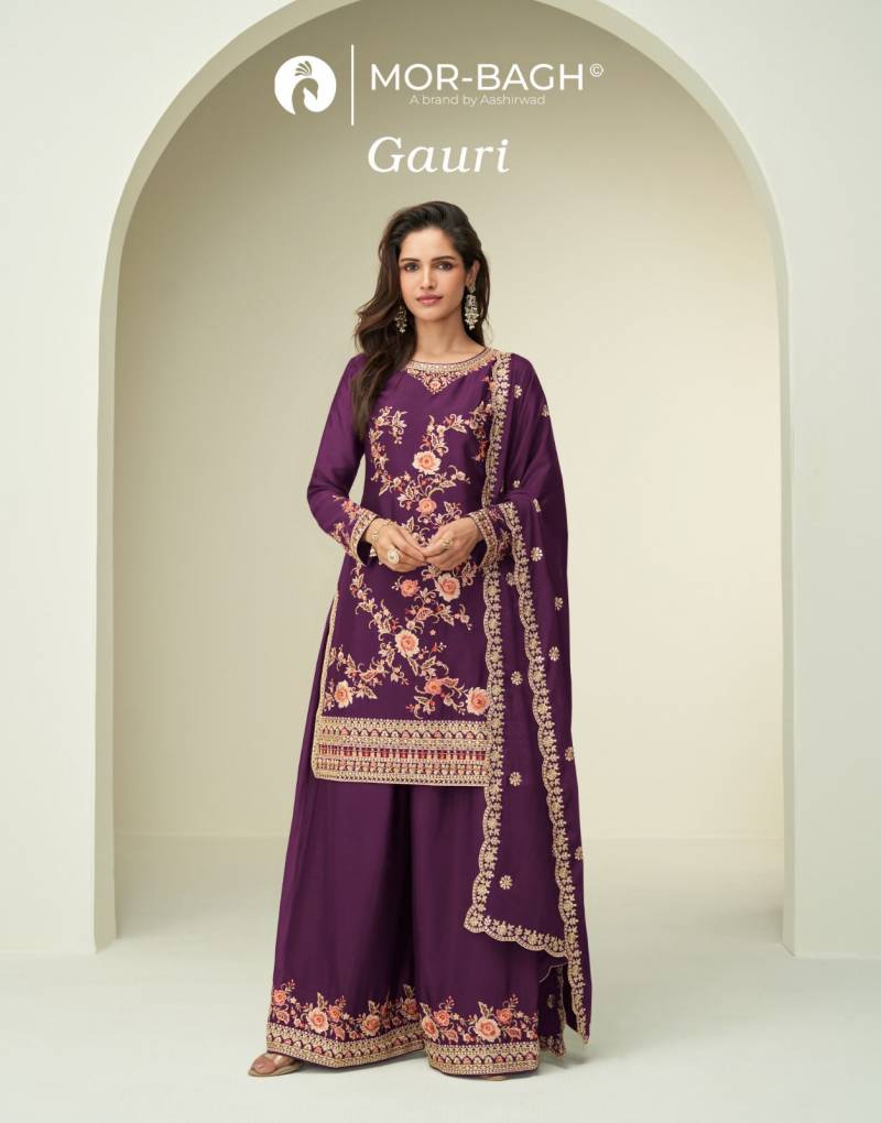 Aashirwad Mor Bagh Gauri Chinon Silk Designer Party Wear Collection