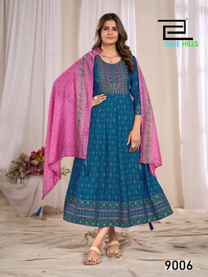 Blue Hills Ritu Special Vol 9 Rayon Anarkali Gown With Dupatta Collection