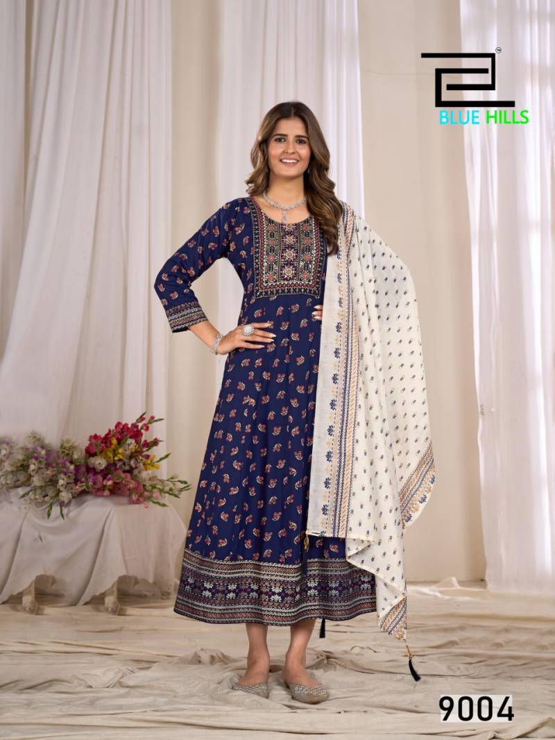 Blue Hills Ritu Special Vol 9 Rayon Anarkali Gown With Dupatta Collection