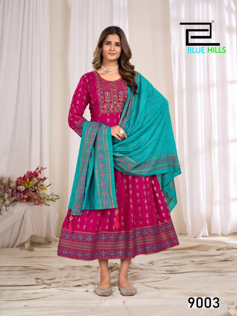 Blue Hills Ritu Special Vol 9 Rayon Anarkali Gown With Dupatta Collection