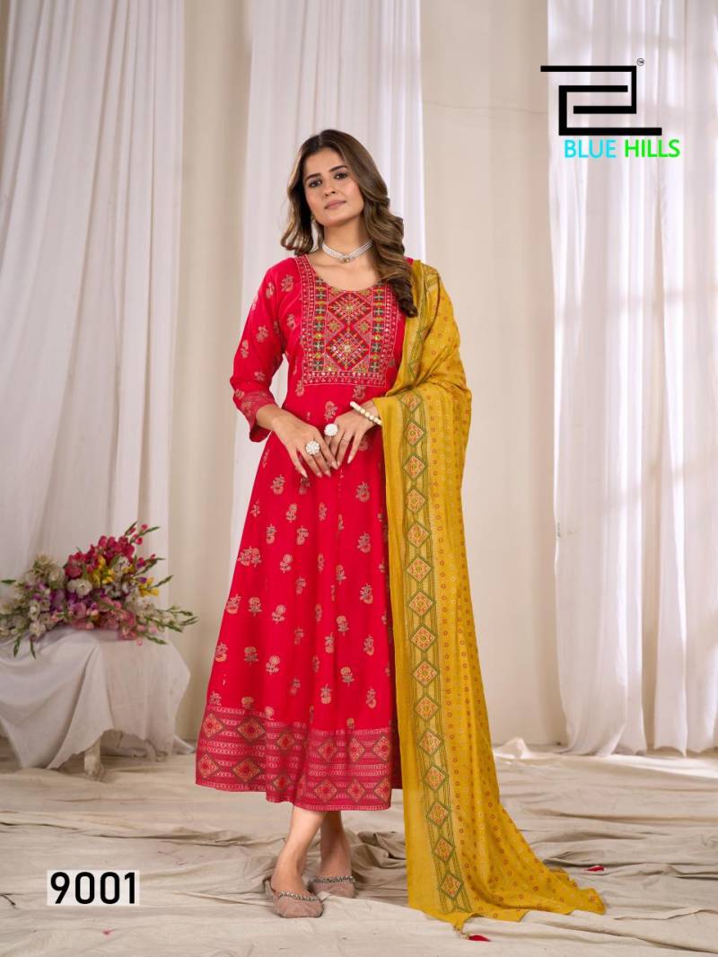 Blue Hills Ritu Special Vol 9 Rayon Anarkali Gown With Dupatta Collection