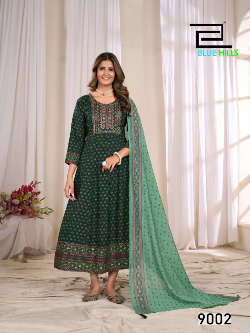 Blue Hills Ritu Special Vol 9 Rayon Anarkali Gown With Dupatta Collection