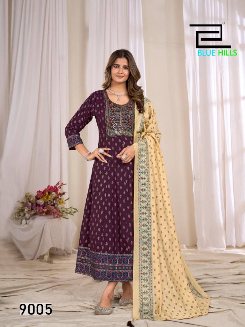 Blue Hills Ritu Special Vol 9 Rayon Anarkali Gown With Dupatta Collection