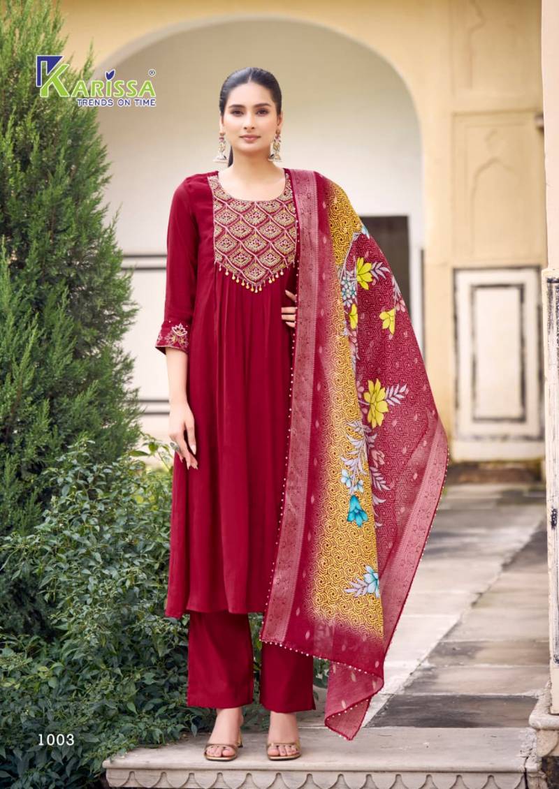 Karissa Simran Viscose Mall Kurti Bottom And Dupatta Collection