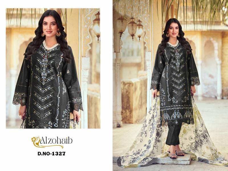 Alzohaib Az Heena 1326 To 1327 Chiffon Dupatta Cotton Dress Material