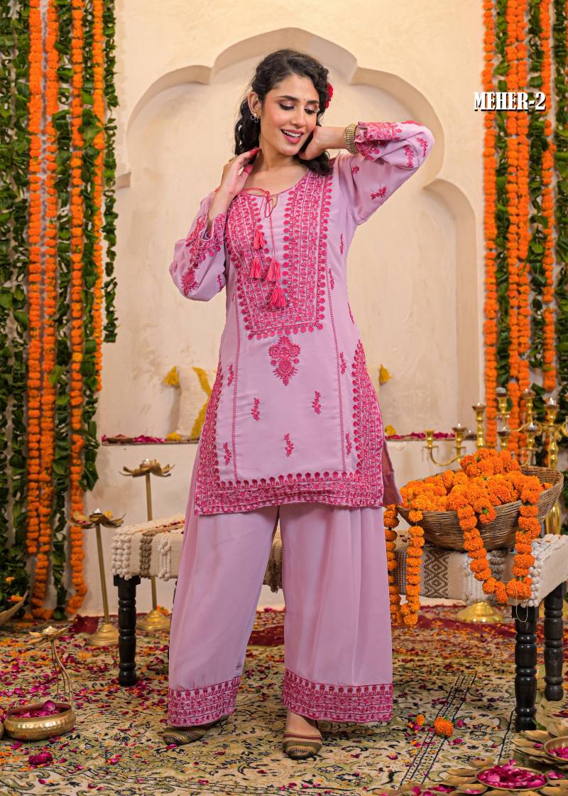 Afsana Meher Farsi Salwar Georgette Embroidery Work Co Ord Set Collection