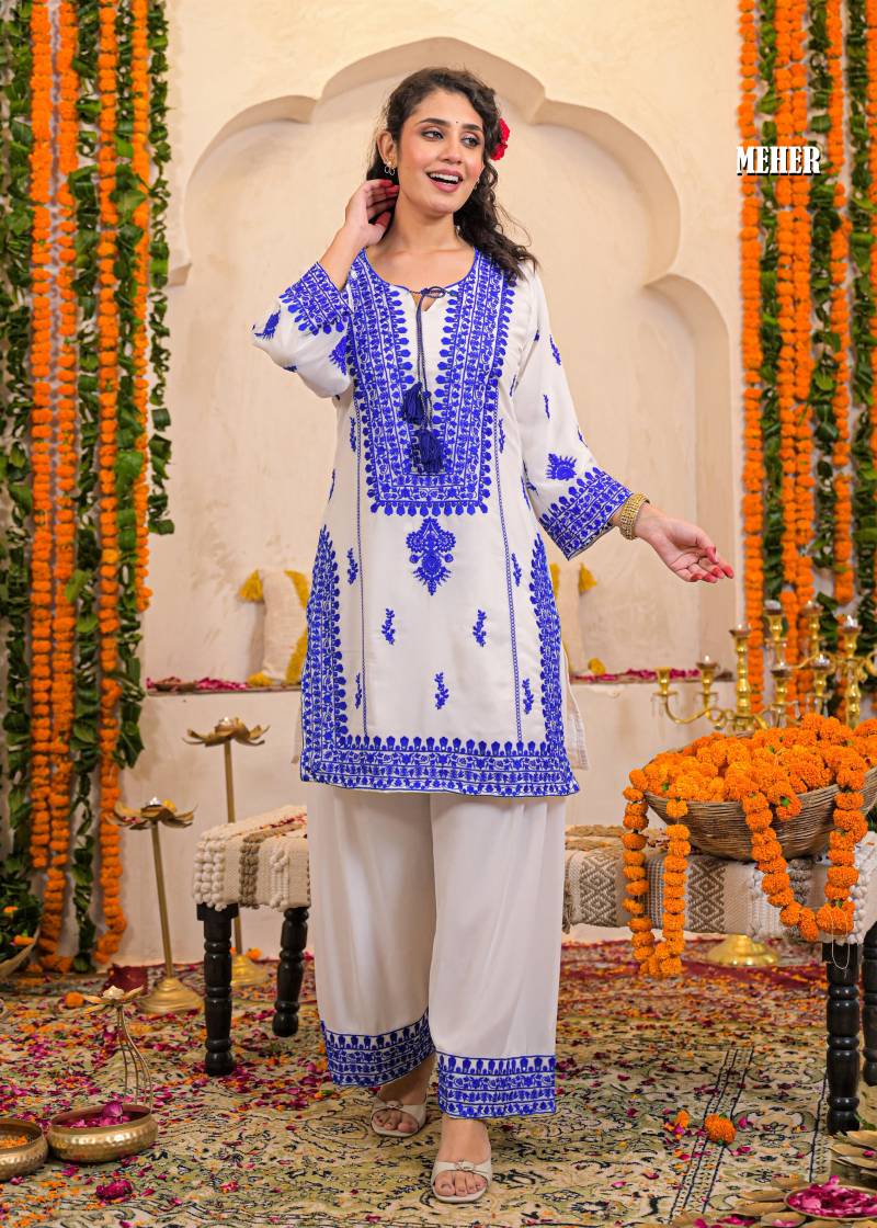 Afsana Meher Farsi Salwar Georgette Embroidery Work Co Ord Set Collection