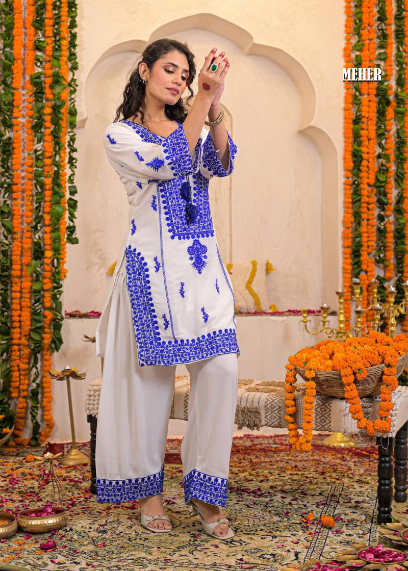 Afsana Meher Farsi Salwar Georgette Embroidery Work Co Ord Set Collection