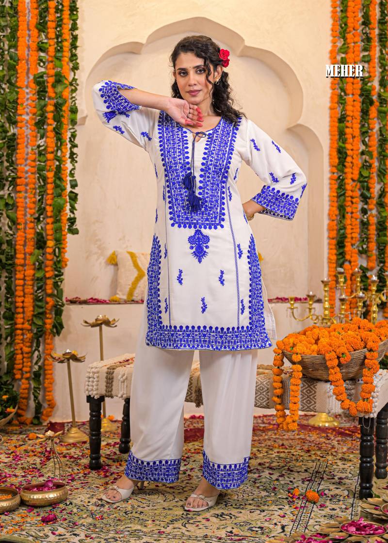 Afsana Meher Farsi Salwar Georgette Embroidery Work Co Ord Set Collection