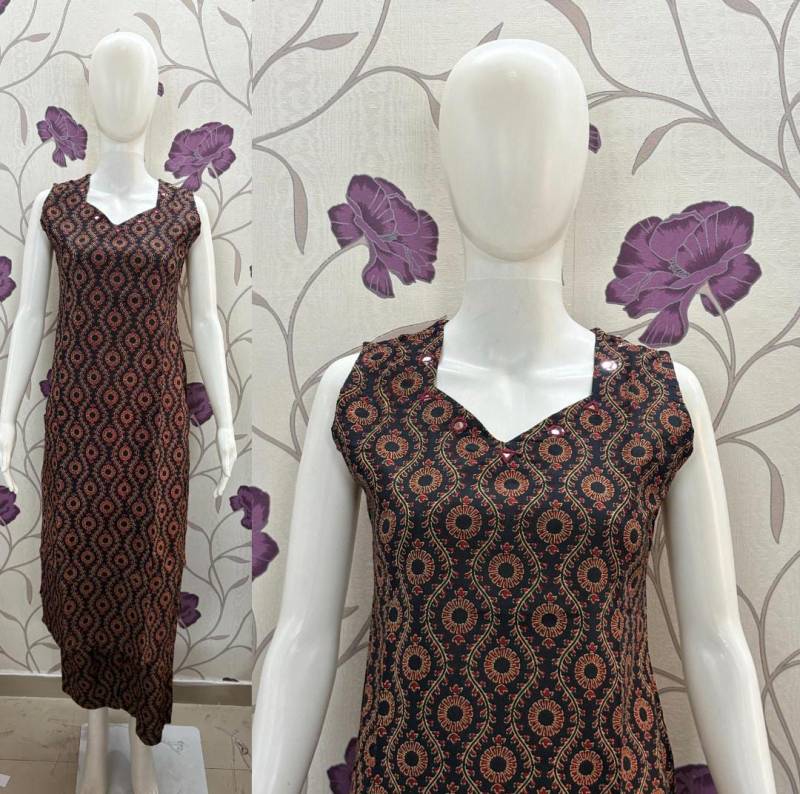 Naisha K 296 Pure Cotton Sleeveless Casual Wear Kurti With Bottom