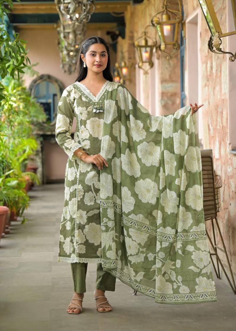 Naisha K 294 Designer Neck Pattern Cotton Printed Suits Collection