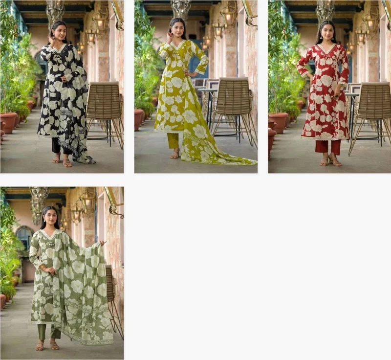 Naisha K 294 Designer Neck Pattern Cotton Printed Suits Collection