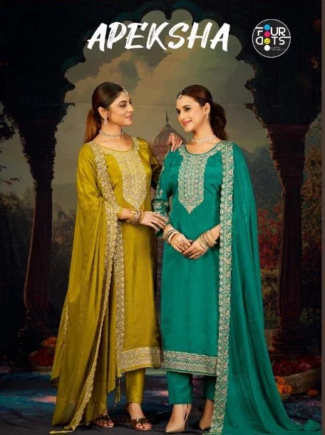 Four Dots Apeksha Glass Organza Work Dress Material Collection