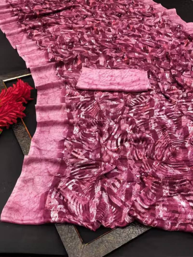 Abstract Georgette Soft Silk Printed Saree Collection