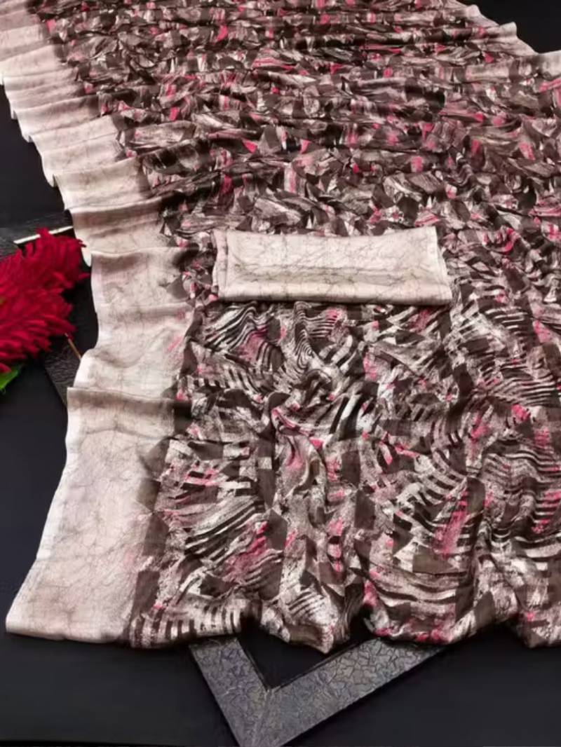 Abstract Georgette Soft Silk Printed Saree Collection