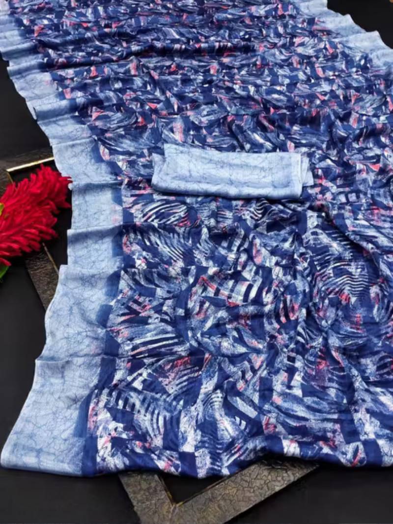 Abstract Georgette Soft Silk Printed Saree Collection