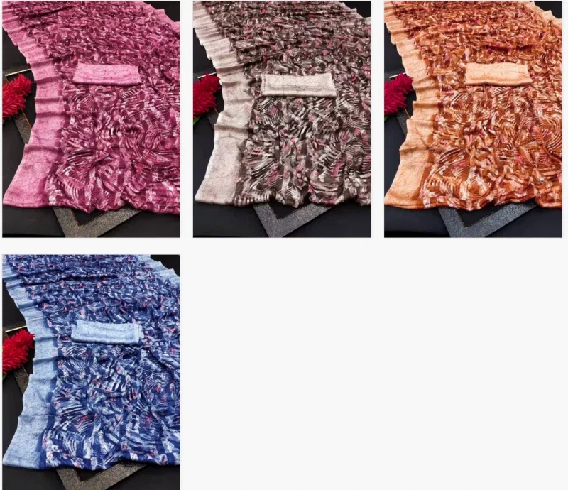 Abstract Georgette Soft Silk Printed Saree Collection