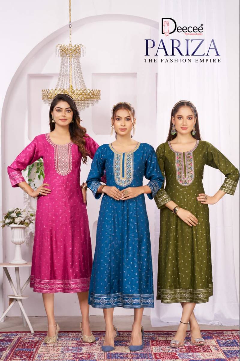 Deecee Pariza Vartican Foil Printed Long Kurtis Collection