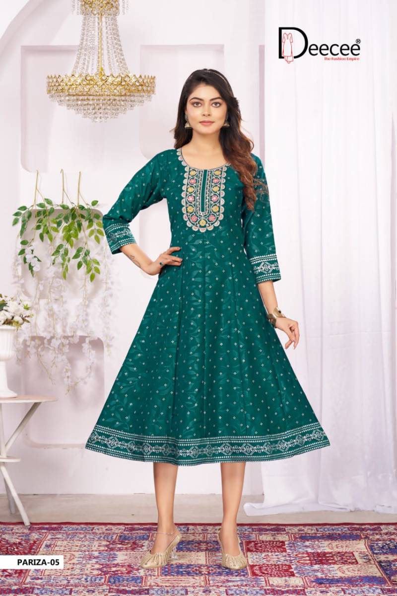 Deecee Pariza Vartican Foil Printed Long Kurtis Collection