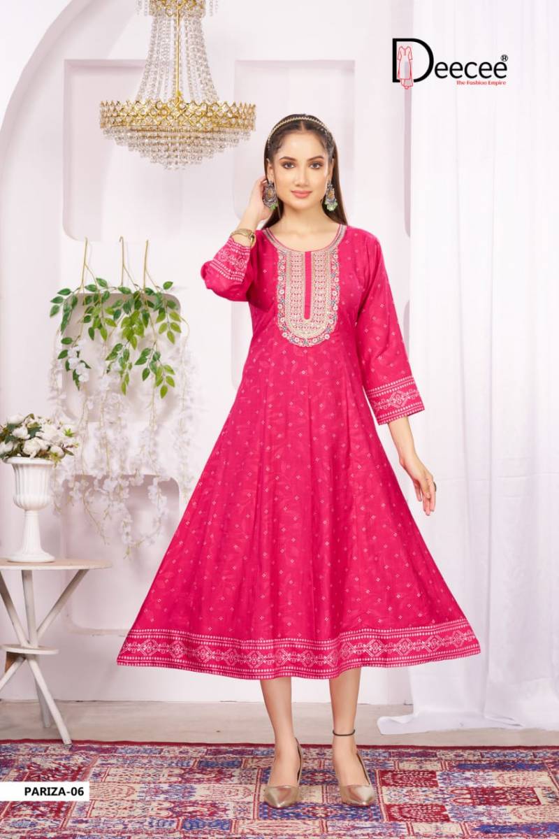 Deecee Pariza Vartican Foil Printed Long Kurtis Collection