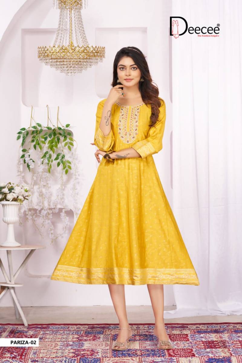 Deecee Pariza Vartican Foil Printed Long Kurtis Collection