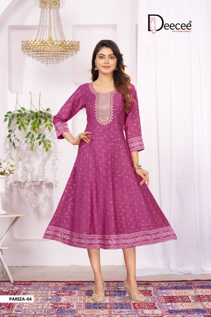 Deecee Pariza Vartican Foil Printed Long Kurtis Collection