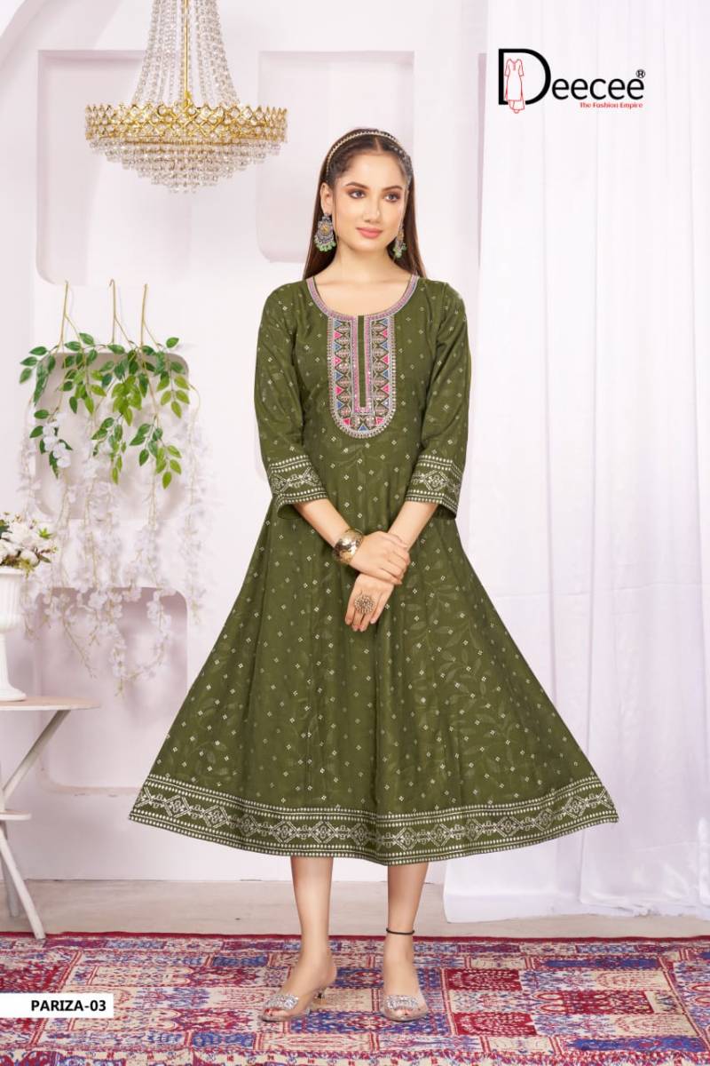 Deecee Pariza Vartican Foil Printed Long Kurtis Collection