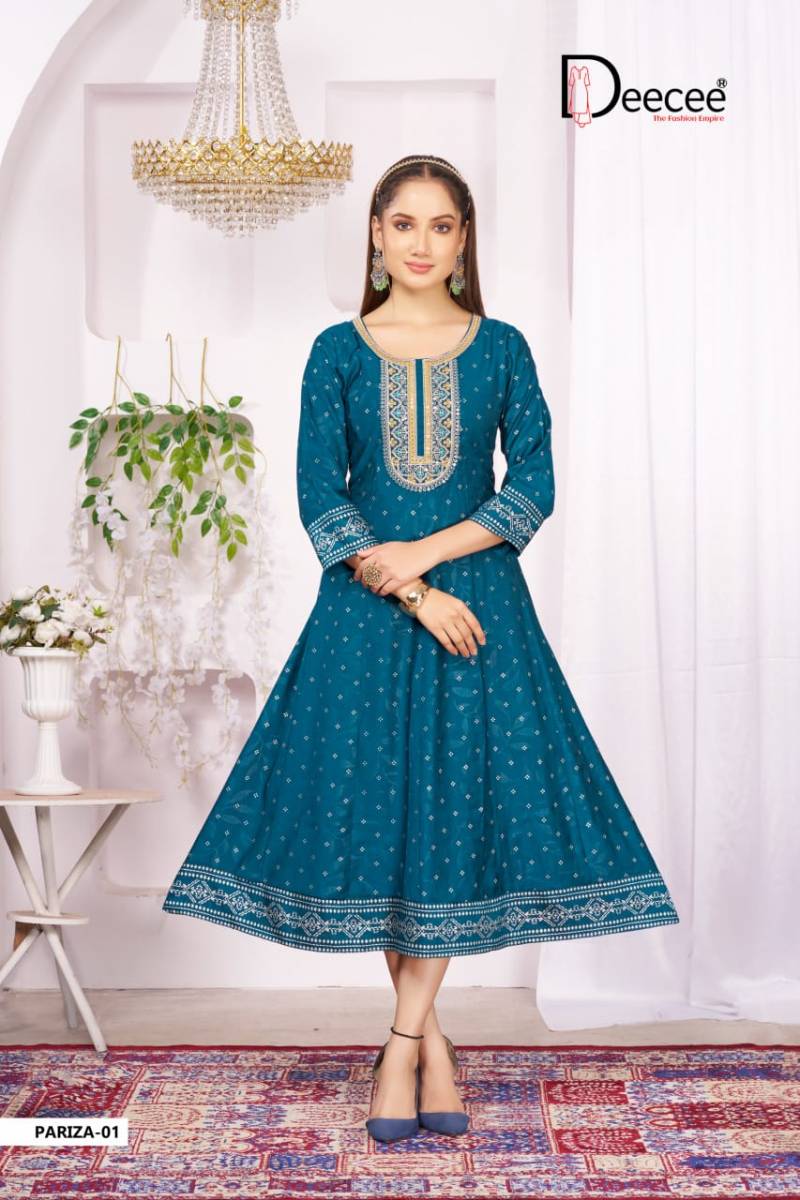 Deecee Pariza Vartican Foil Printed Long Kurtis Collection