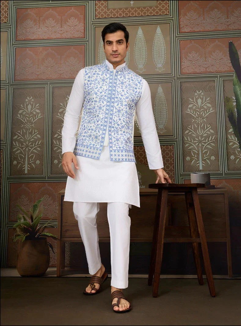 Shubhvastra Royal Drape 3 Silk Real Mirror Kurta Pant And Koti Collection