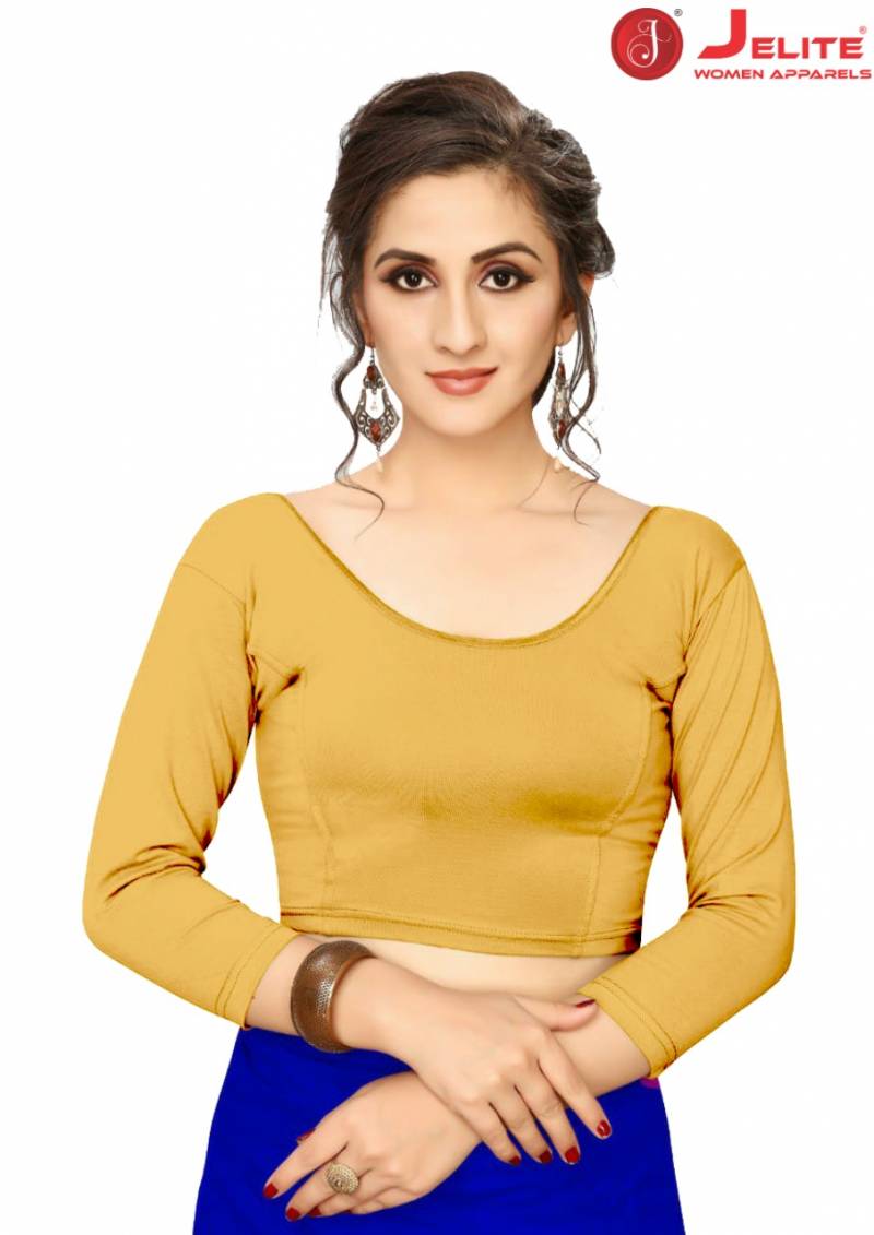 Jelite Shimmer Three Fourth Plain Sleeve Stretchable Blouse Collection