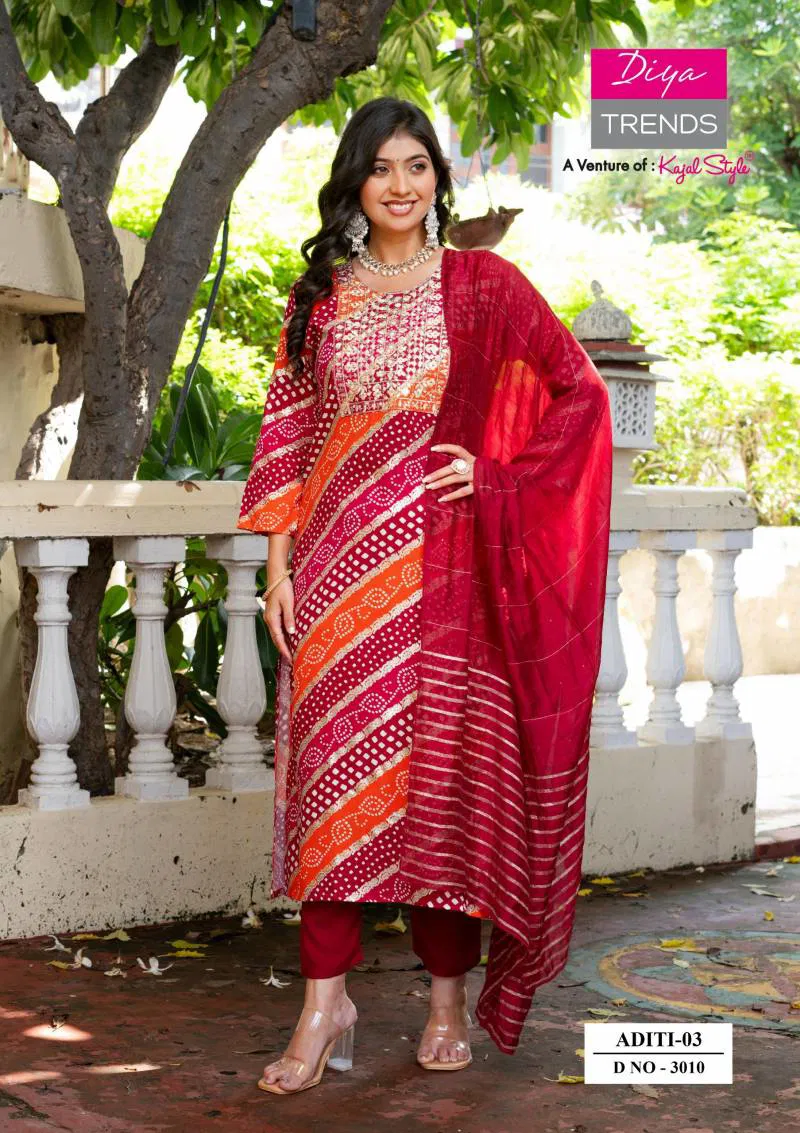 Aditi Vol 3 Plus Size By Diya Trends Rayon Print Casual Wear Kurti Pant And Dupatta