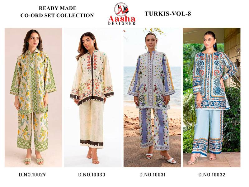 Aasha Turkis Vol 8 Modal Sattin Printed Co Ord Set Collection