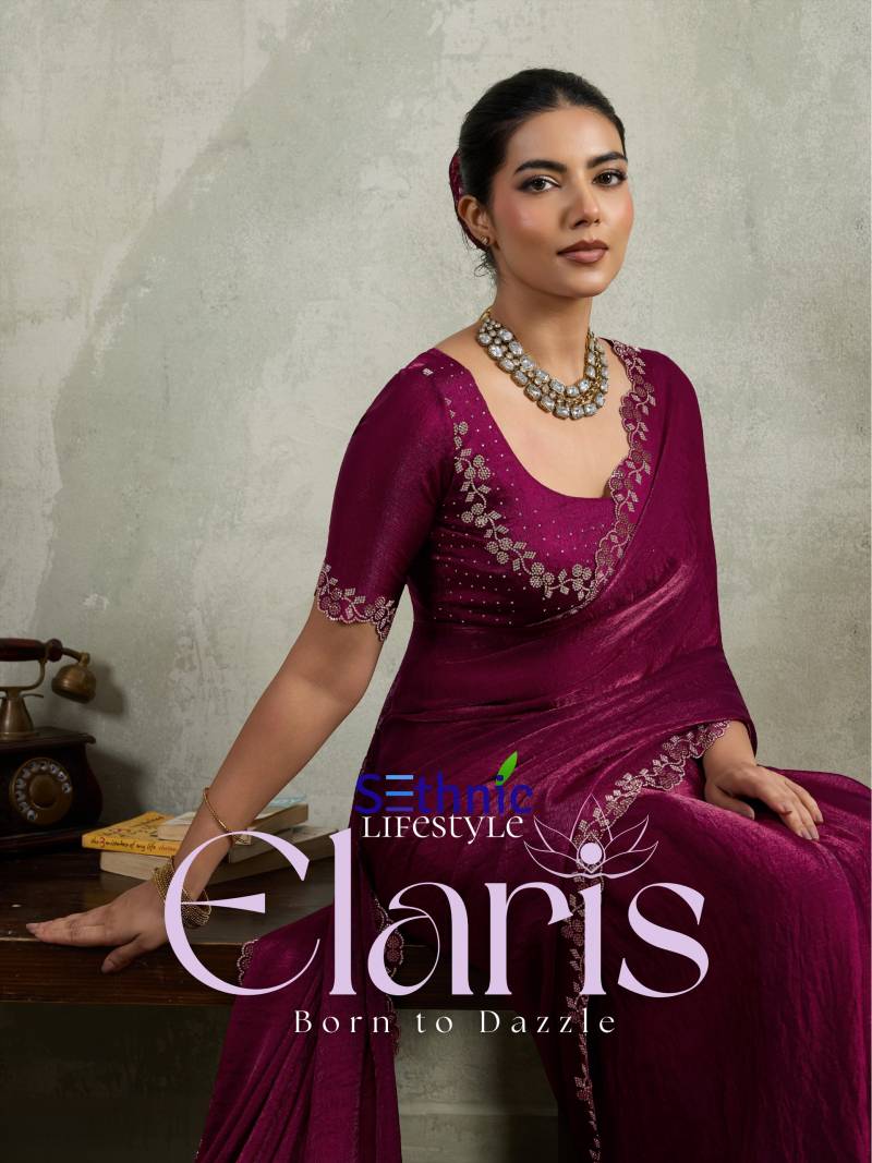 Sethnic Elaris Velvet Chiffon Designer Party Wear Saree Collection