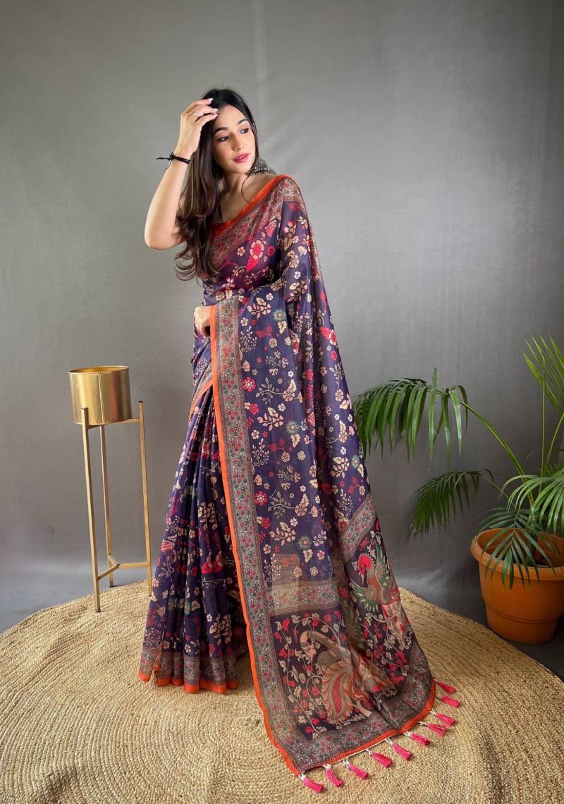 Sctf Raksha Malai Cotton Traditional Kalamkari Patterns Saree