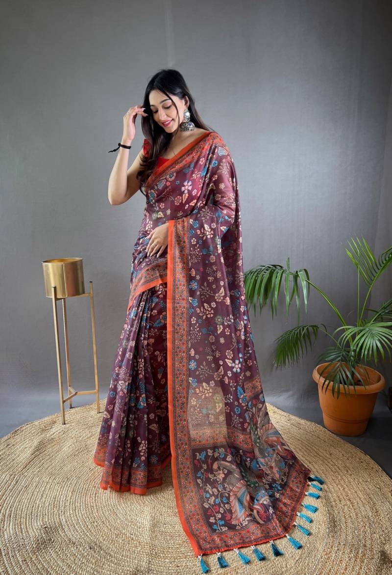 Sctf Raksha Malai Cotton Traditional Kalamkari Patterns Saree