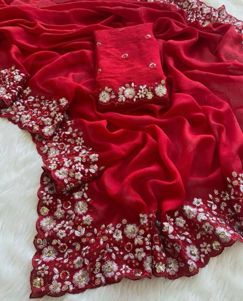 Kc 174 Premium Soft Crush Silk Embroidered Saree Collection