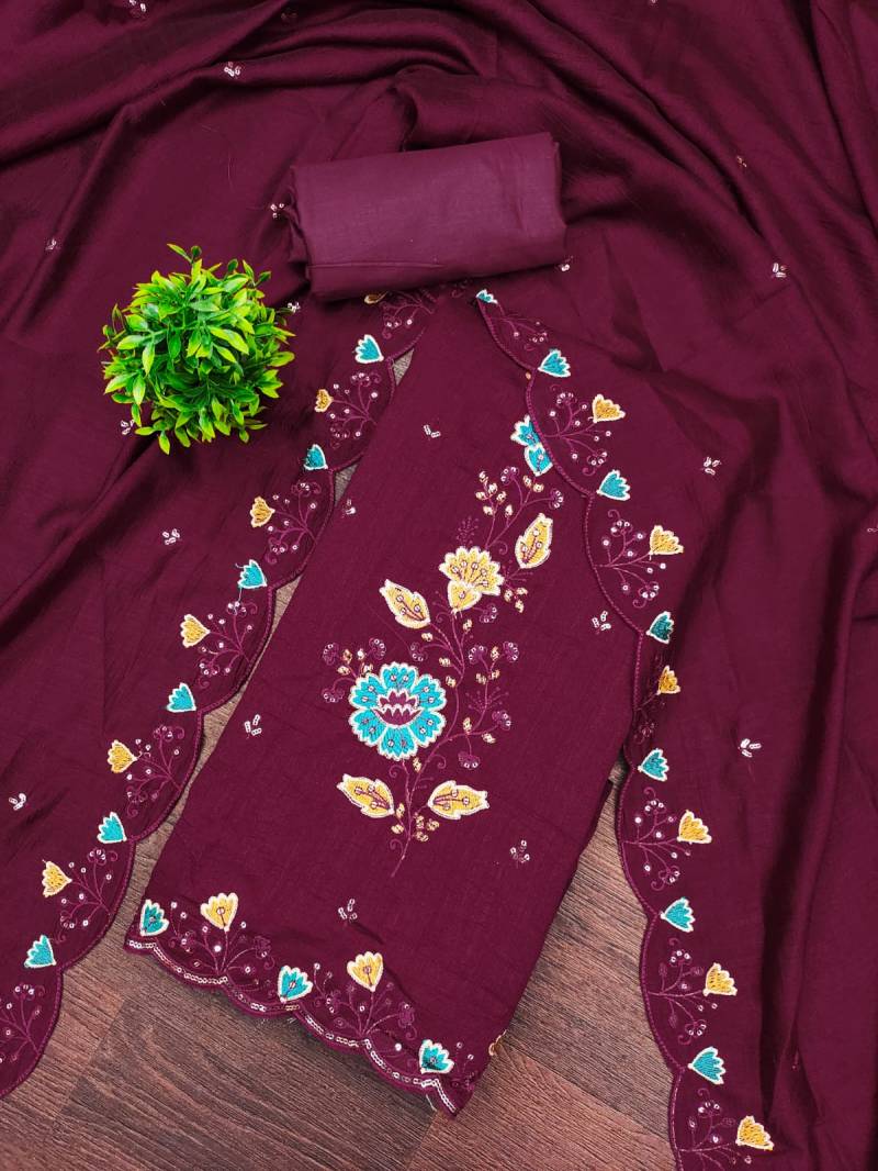 Vichitra 653 Designer Vichitra Silk Dress Material