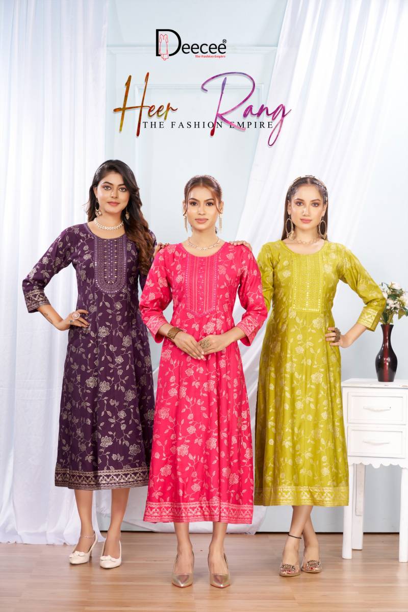 Deecee Heer Rang Vartican Foil Printed Kurtis Collection