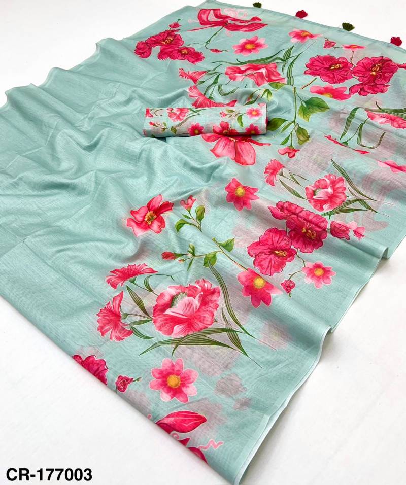 Rajyog Cottonras Chanderi Cotton Floral Digital Printed Saree