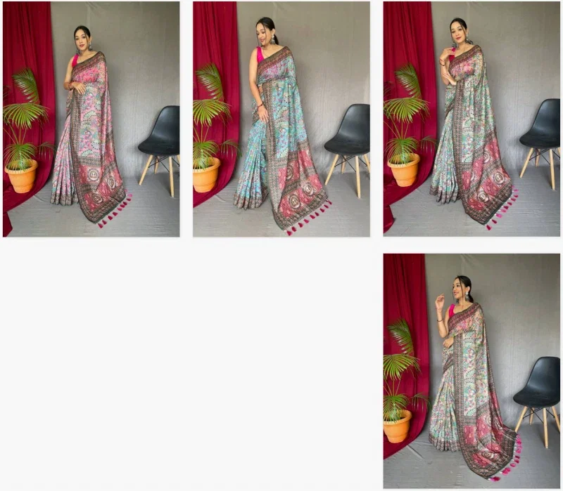 Sctf Bandhani Kalam Malai Cotton Kalamkari Patterns Saree