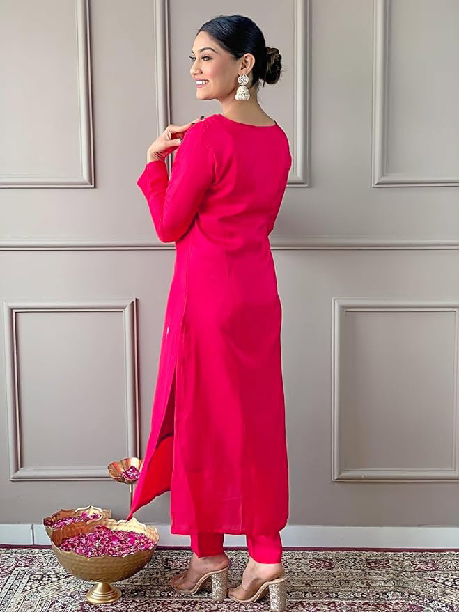 Navya Kurti 133 Party Wear Embroidery Worked Cotton Silk Kurti with Pant and Dupatta Set 