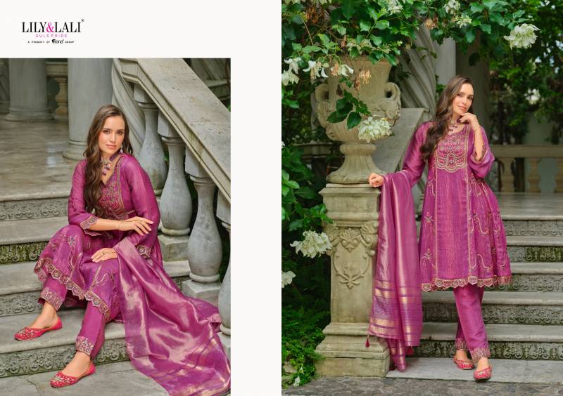 Lily And Lali Suhana Simmer Silk Embroidery Kurti Pant And Dupatta