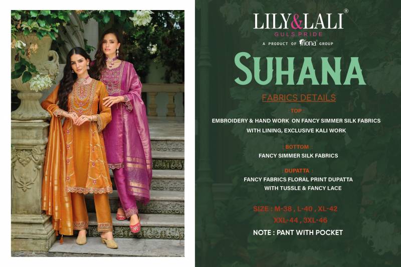 Lily And Lali Suhana Simmer Silk Embroidery Kurti Pant And Dupatta