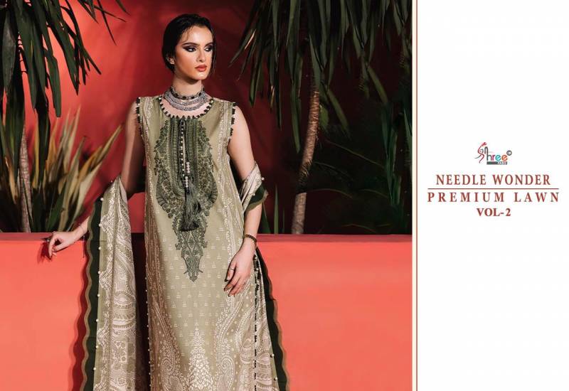 Shree Needle Wonder Premium Lawn Vol 2 Cotton Dupatta Cotton Print Dress Material