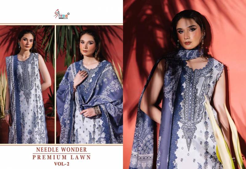 Shree Needle Wonder Premium Lawn Vol 2 Cotton Dupatta Cotton Print Dress Material