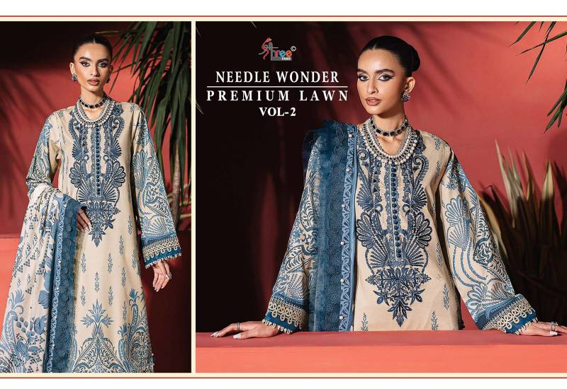 Shree Needle Wonder Premium Lawn Vol 2 Cotton Dupatta Cotton Print Dress Material