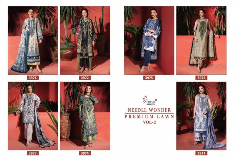 Shree Needle Wonder Premium Lawn Vol 2 Cotton Dupatta Cotton Print Dress Material